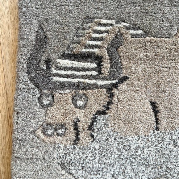 Mid Century Modern Wool Rug Wall Hanging Ox Water Buffalo with a Striped… - Picture 4 of 10